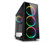 Sharkoon TG4 RGB ATX Case, with Side & Front Panel of Tempered Glass, without PSU, Tool-free, Pre-Installed Fans: Front 3x120mm A-RGB Ring LED, Rear 1x120mm A-RGB Ring LED, ARGB Controller, 2x3.5-/4x2.5-, 2xUSB3.0, 1xHeadphones, 1xMic, Bottom&Front dust f